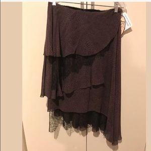 DKNY brown lace skirt stretch waist size 4 NWT